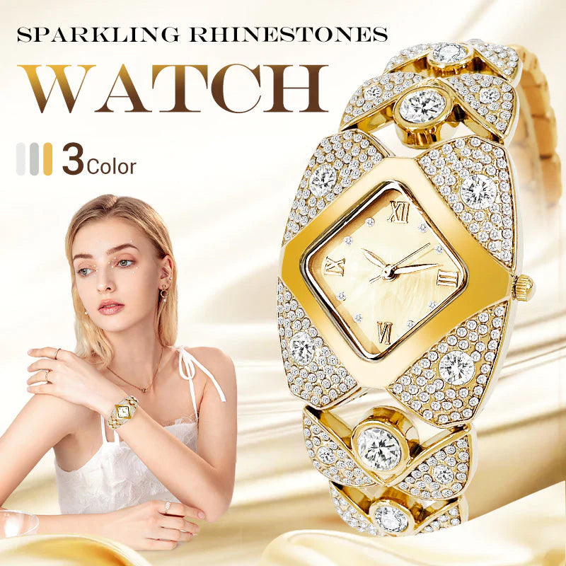 Dámske retro quartzové hodinky s trblietavými kamienkami⌚