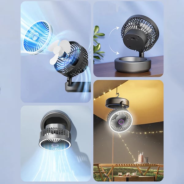 Prenosný skladací ventilátor 4 v 1 so svetlom, výpredaj