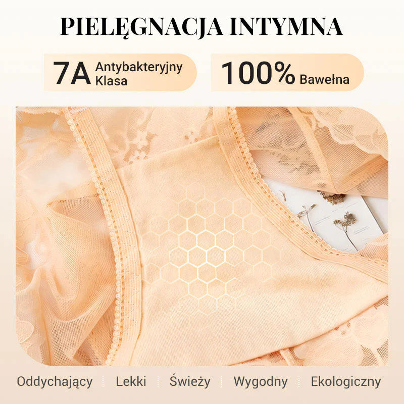 Damskie ręcznie robione bokserki z koronką o wysokim stanie