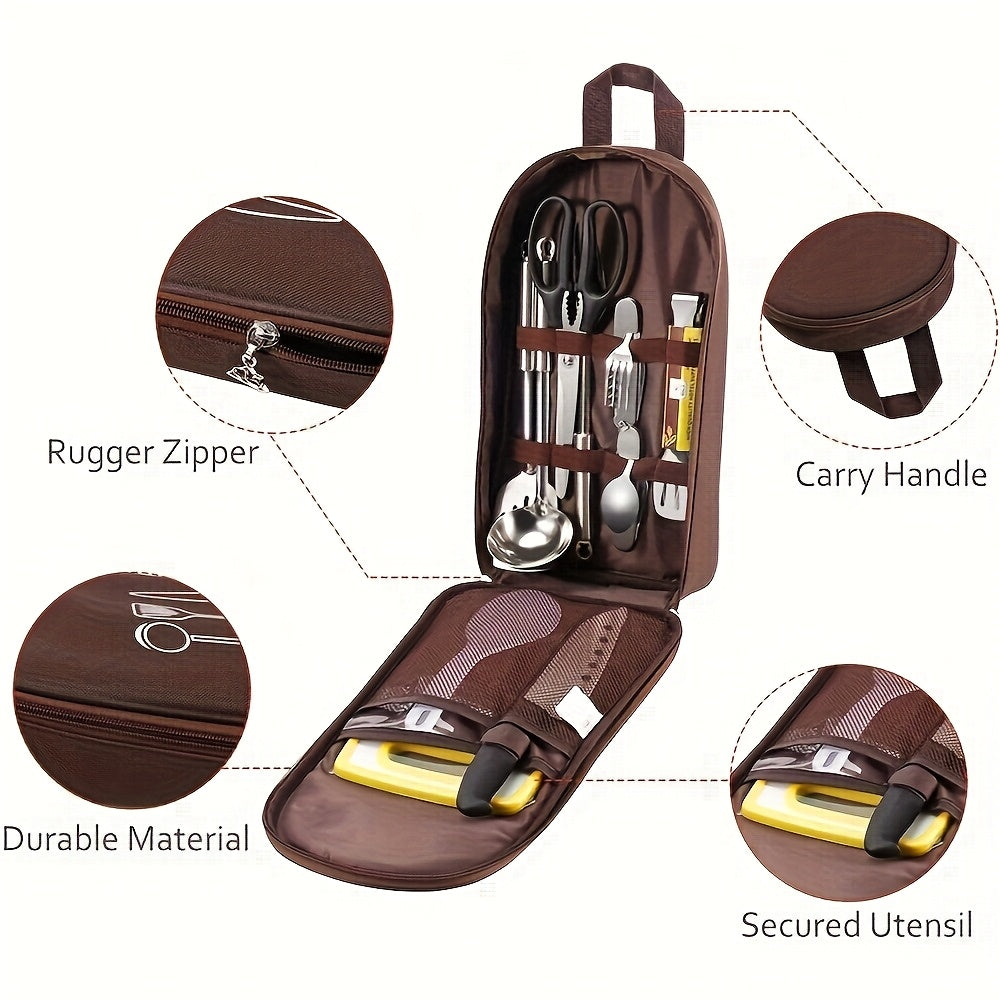 Taška na organizér kuchynského riadu – oxfordská tkanina, veľká kapacita, odolná a prenosná (ideálna na kempovanie a grilovanie)