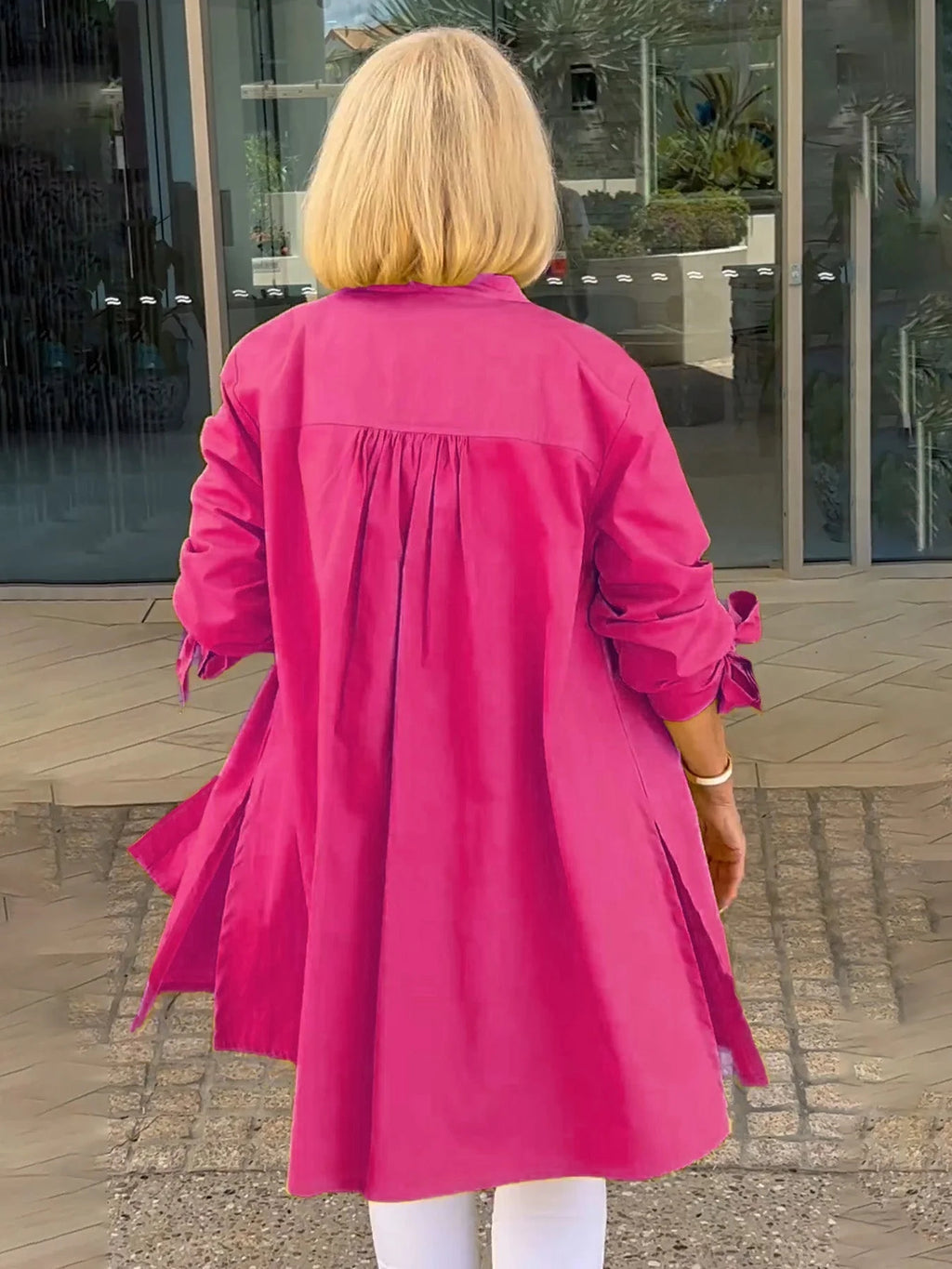 ✨Dlhé bavlnené košeľové bundy v jednofarebných farbách pre ženy