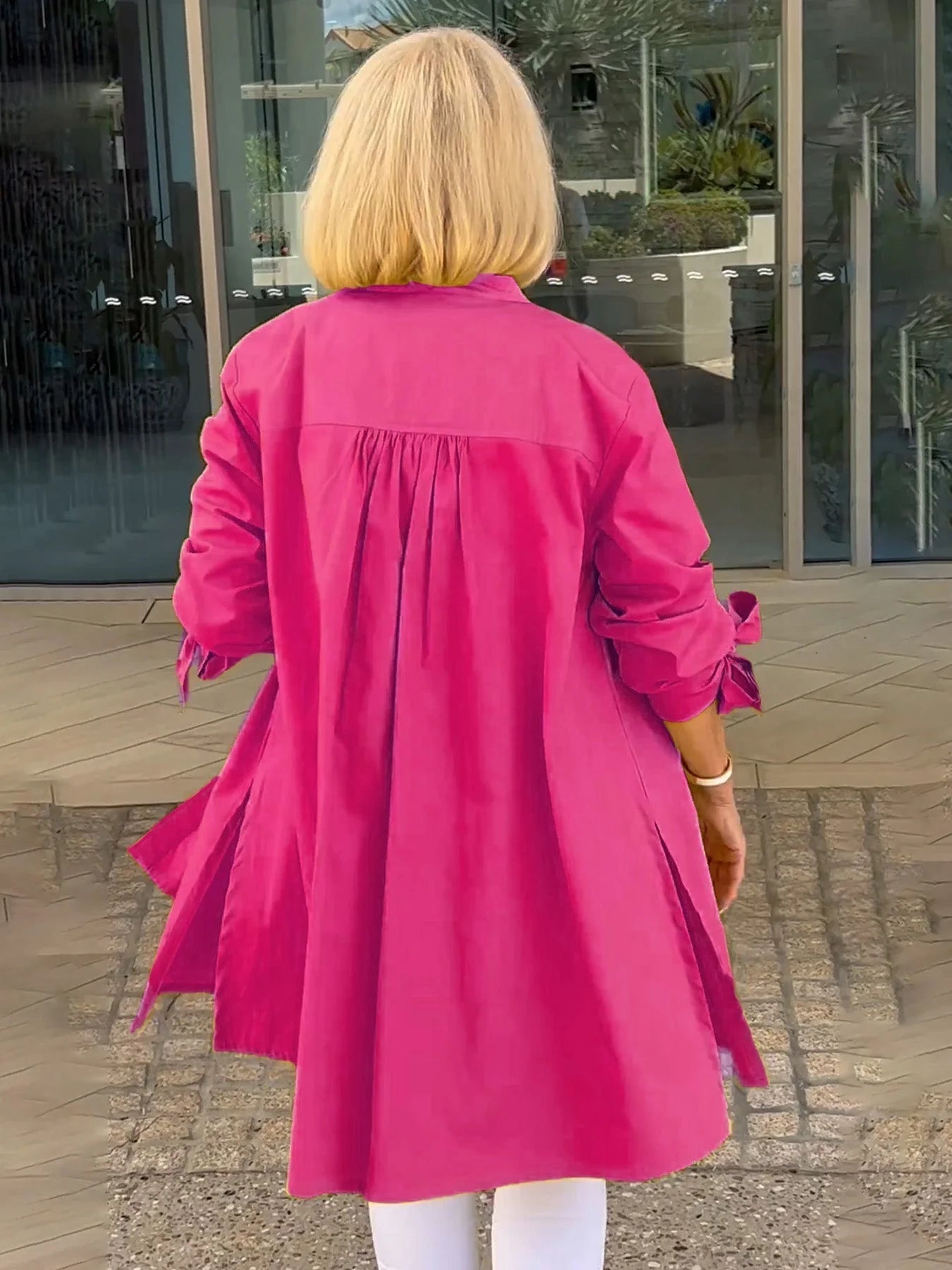 ✨Dlhé bavlnené košeľové bundy v jednofarebných farbách pre ženy