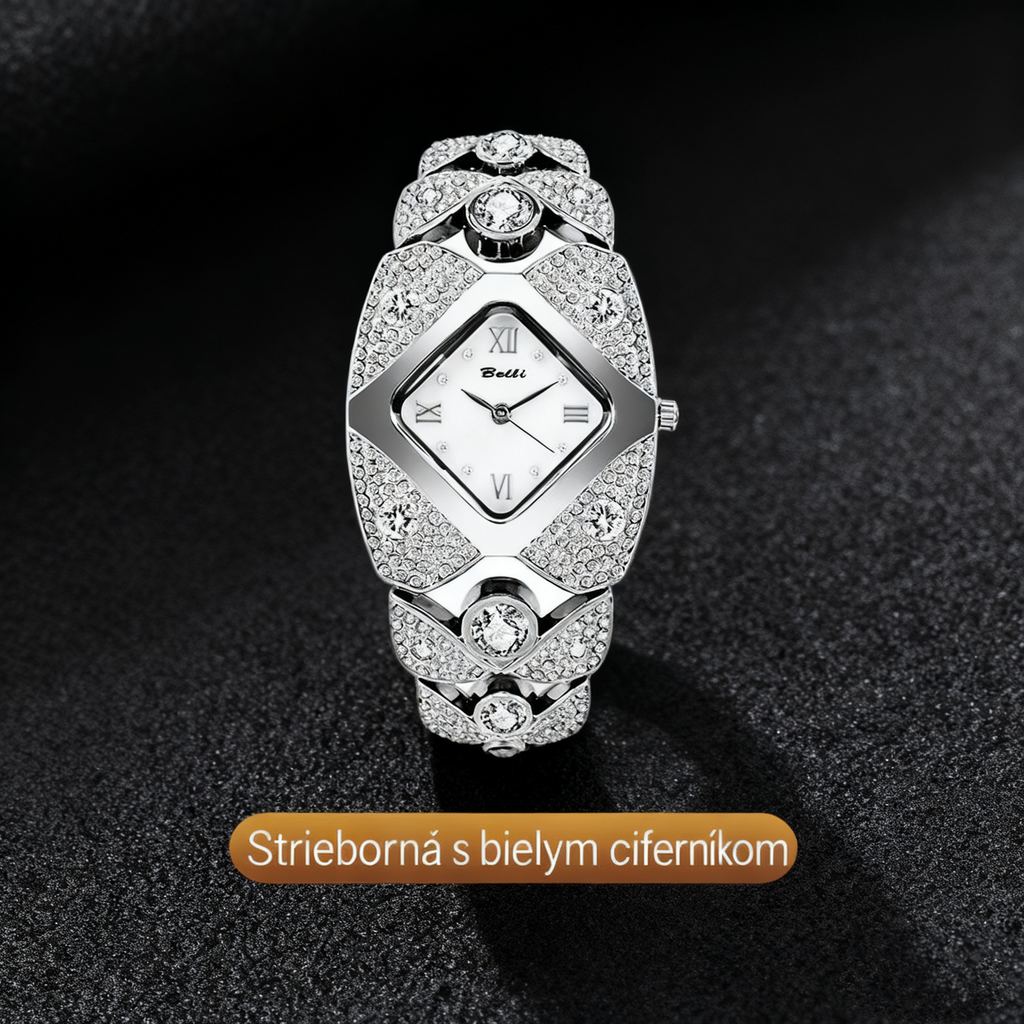 Dámske retro quartzové hodinky s trblietavými kamienkami⌚