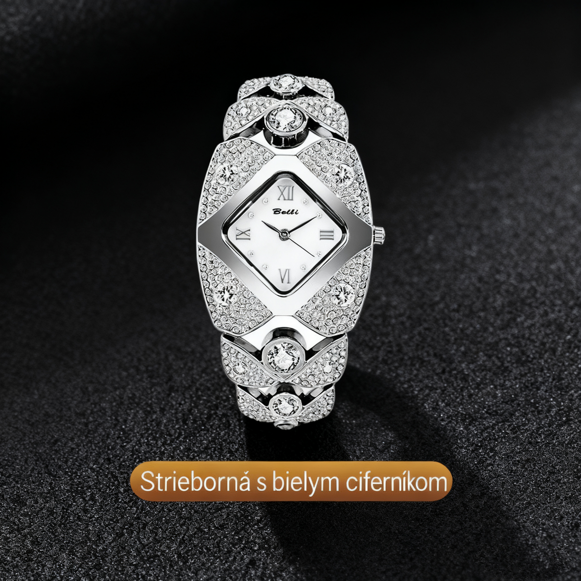 Dámske retro quartzové hodinky s trblietavými kamienkami⌚