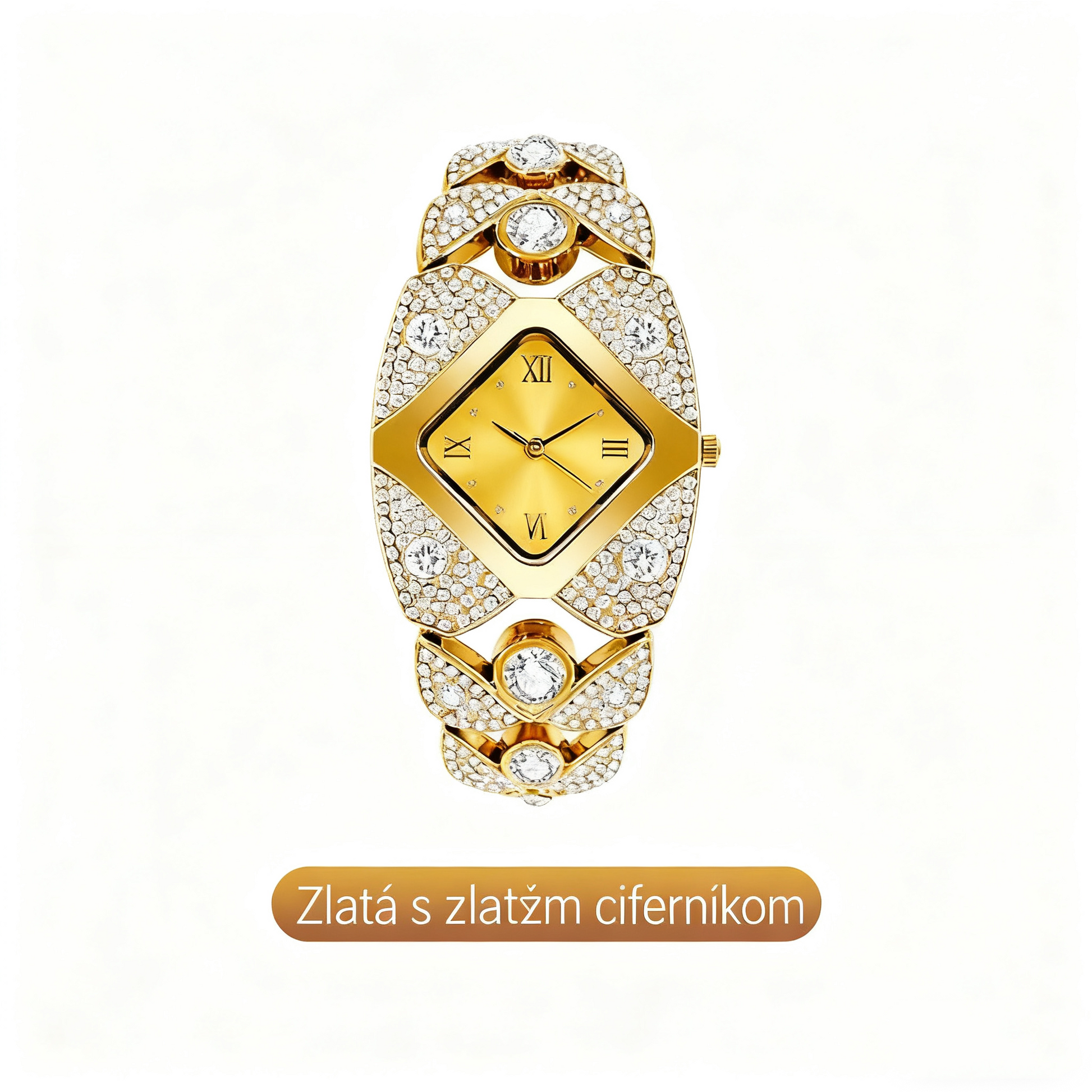 Dámske retro quartzové hodinky s trblietavými kamienkami⌚