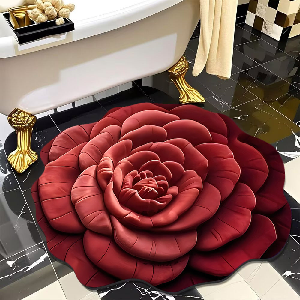 🌸 Kvetinový koberec z kremeliny, savý, protišmykový, 3D vizuálny kvetinový vzor, koberec do spálne, vstupnej časti, kuchyne✨