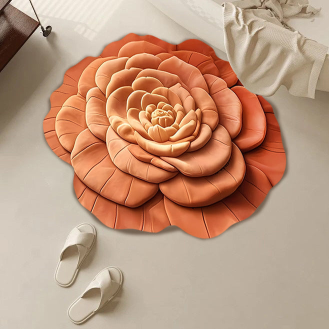 🌸 Kvetinový koberec z kremeliny, savý, protišmykový, 3D vizuálny kvetinový vzor, koberec do spálne, vstupnej časti, kuchyne✨