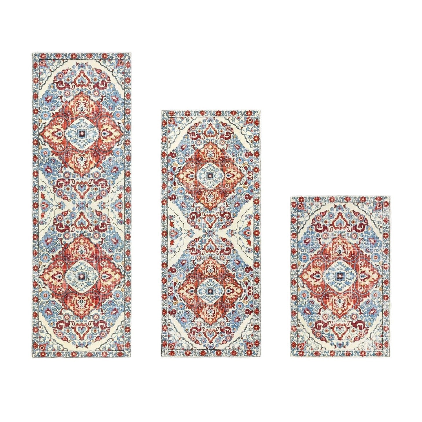 🏡Sady 3 umývateľných kuchynských kobercov v štýle Boho - Protišmykové kuchynské koberce💦