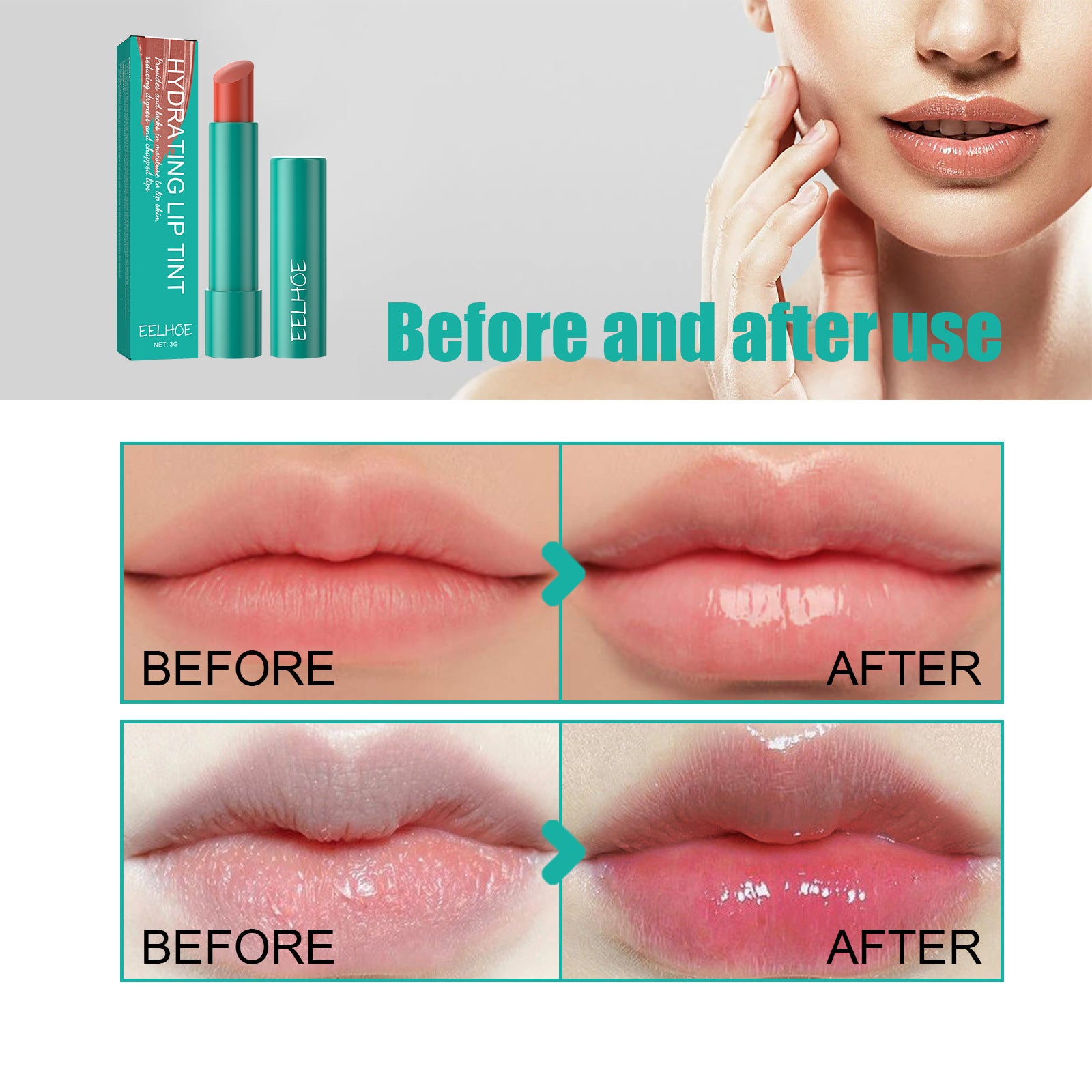 💫🌟24-hodinový hydratačný odtieň na pery（2 položky）