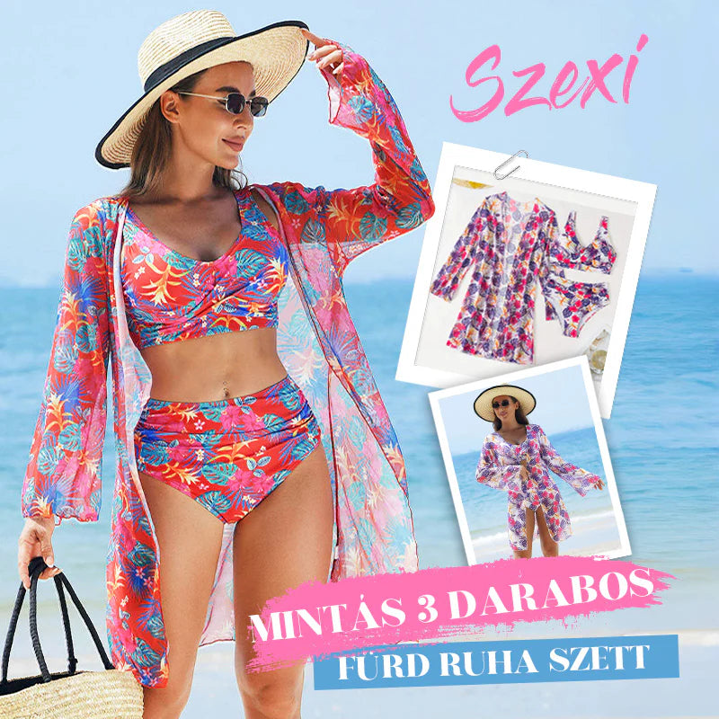 🏖️Dámske módne sexi plavky s potlačou, 3-dielna súprava