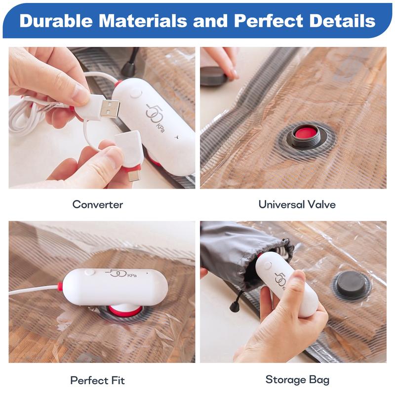 ✨LAST DAY ONLY 49% OFF🔥9 Pack Lightweight Travel Bags with USB Electric Pump | Compact Vacuum Storage Bags for Clothes | Space Saver Compression Bags for Travel