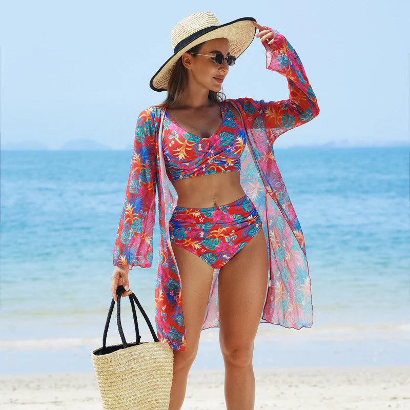 🏖️Dámske módne sexi plavky s potlačou, 3-dielna súprava