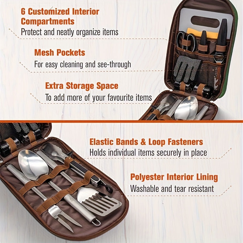 Taška na organizér kuchynského riadu – oxfordská tkanina, veľká kapacita, odolná a prenosná (ideálna na kempovanie a grilovanie)