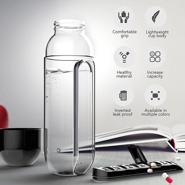 Fľaša na vodu, dva v jednom, 7-dňová krabička na tabletky, 7 mriežok, vonkajšia, prenosná, multifunkčná