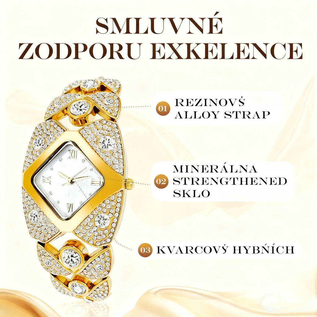 Dámske retro quartzové hodinky s trblietavými kamienkami⌚