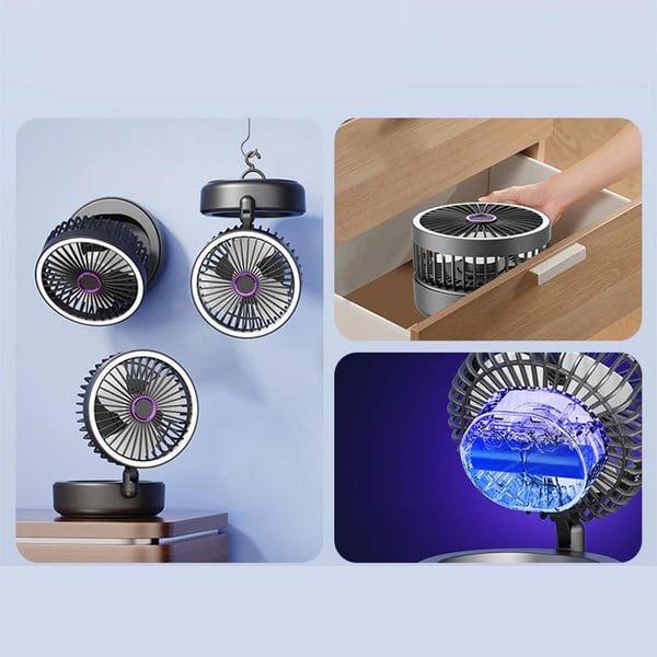 Prenosný skladací ventilátor 4 v 1 so svetlom, výpredaj
