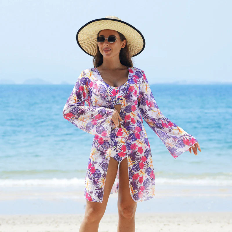🏖️Dámske módne sexi plavky s potlačou, 3-dielna súprava