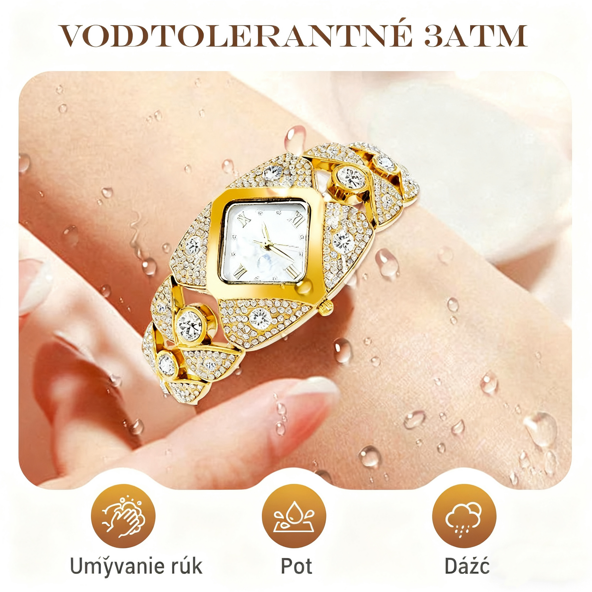 Dámske retro quartzové hodinky s trblietavými kamienkami⌚
