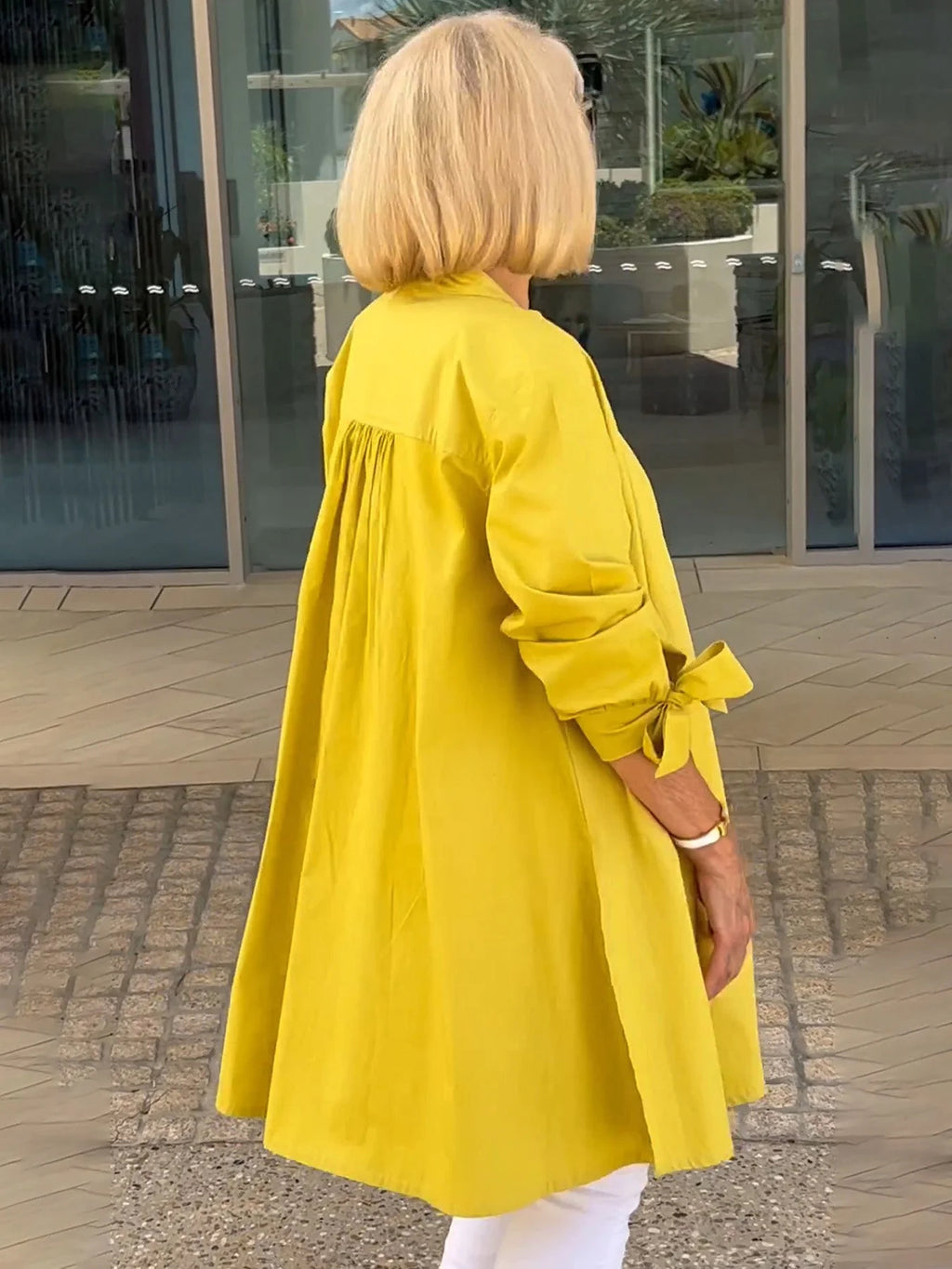 ✨Dlhé bavlnené košeľové bundy v jednofarebných farbách pre ženy