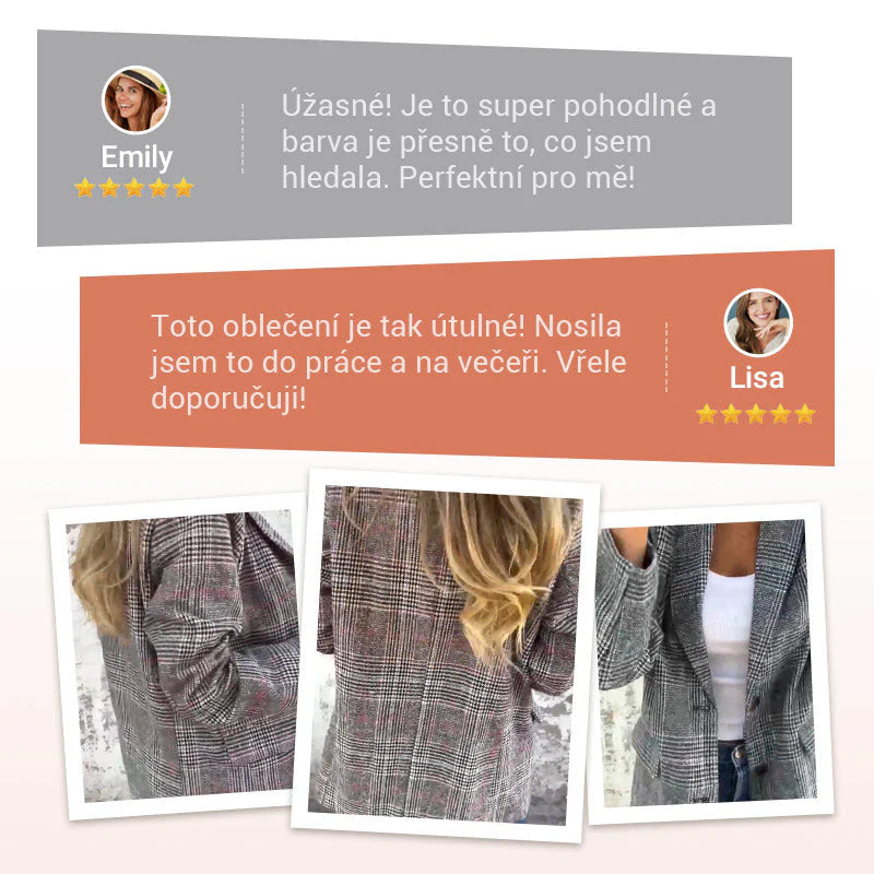 💃Jesenný malý dámsky oblek s klopovým golierom a kockovanými gombíkmi