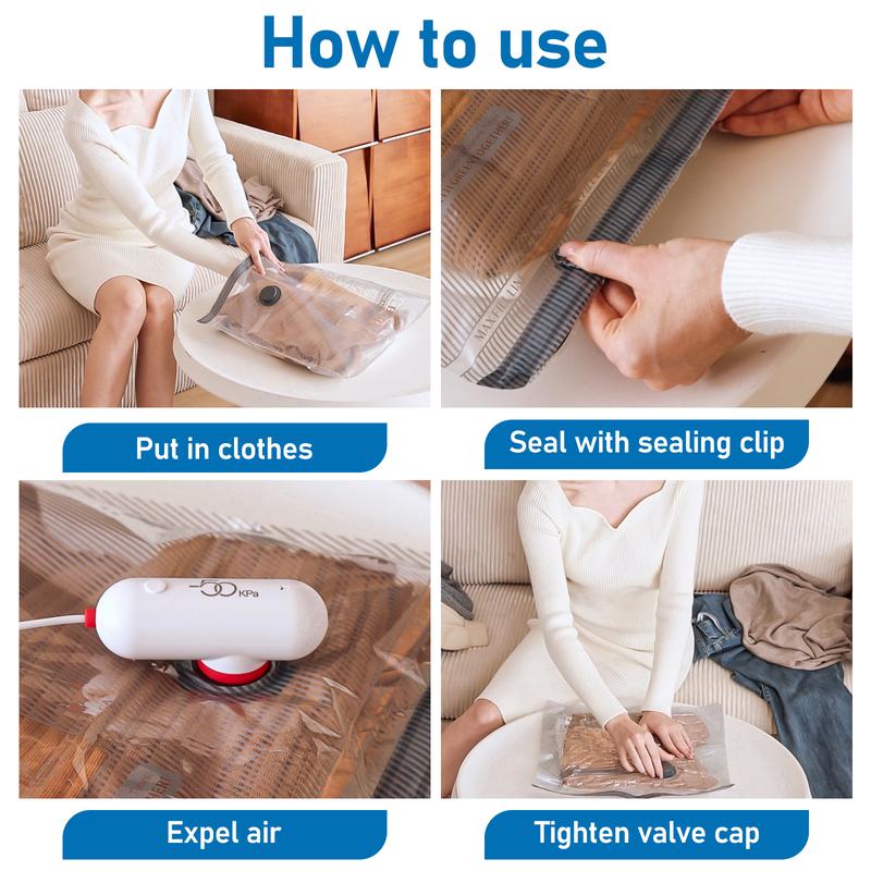 ✨LAST DAY ONLY 49% OFF🔥9 Pack Lightweight Travel Bags with USB Electric Pump | Compact Vacuum Storage Bags for Clothes | Space Saver Compression Bags for Travel