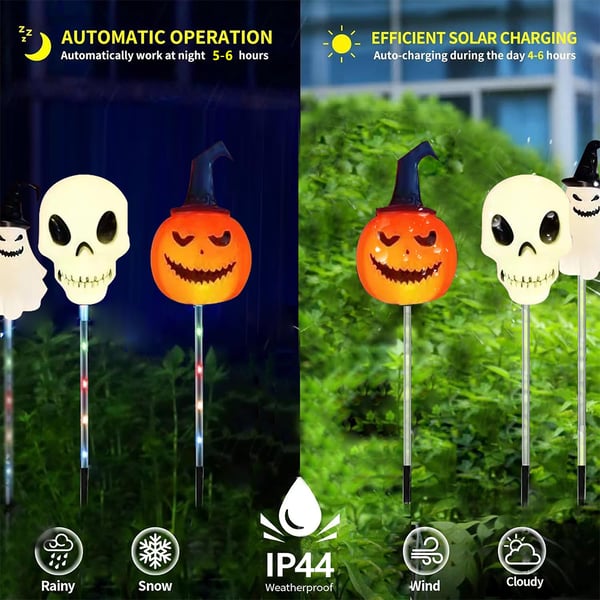 💡Balenie 6 solárnych halloweenskych LED svetiel na zem