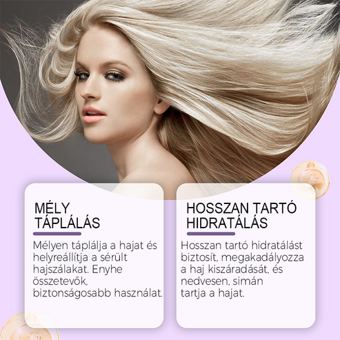 Fialová maska na blond vlasy – odstraňuje žlté tóny, obnovuje lesk a chráni farbu