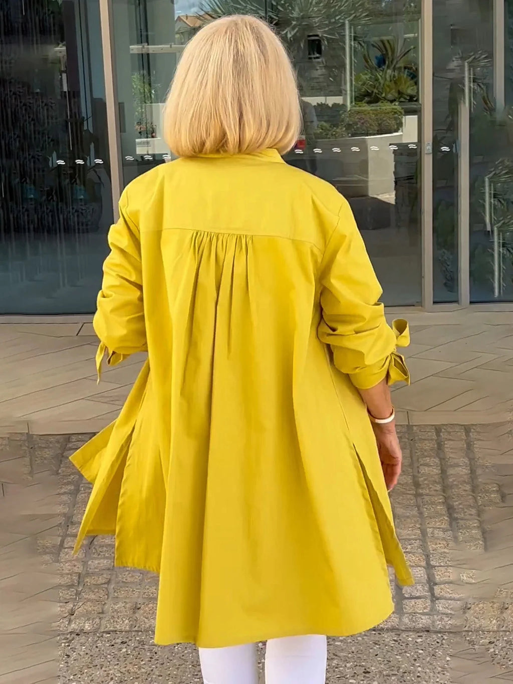 ✨Dlhé bavlnené košeľové bundy v jednofarebných farbách pre ženy