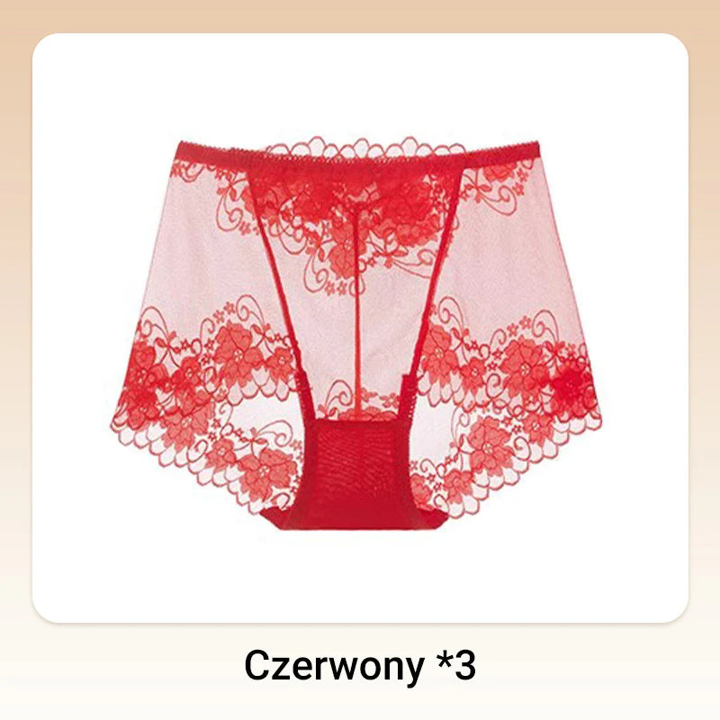 Damskie ręcznie robione bokserki z koronką o wysokim stanie