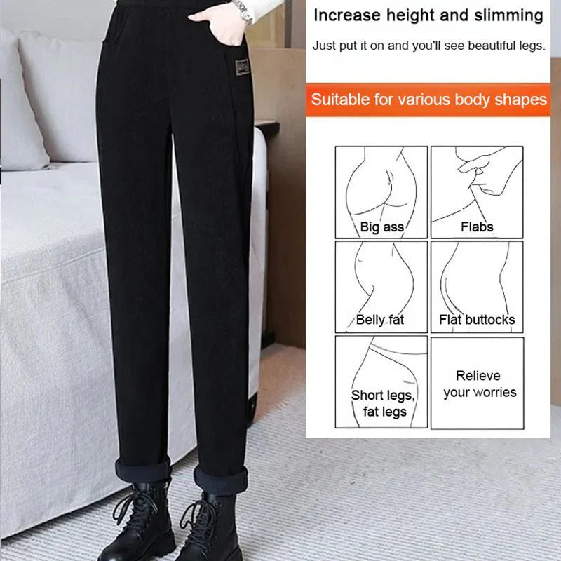 👖Teplé nohavice s vysokým pásom a vlnenou podšívkou