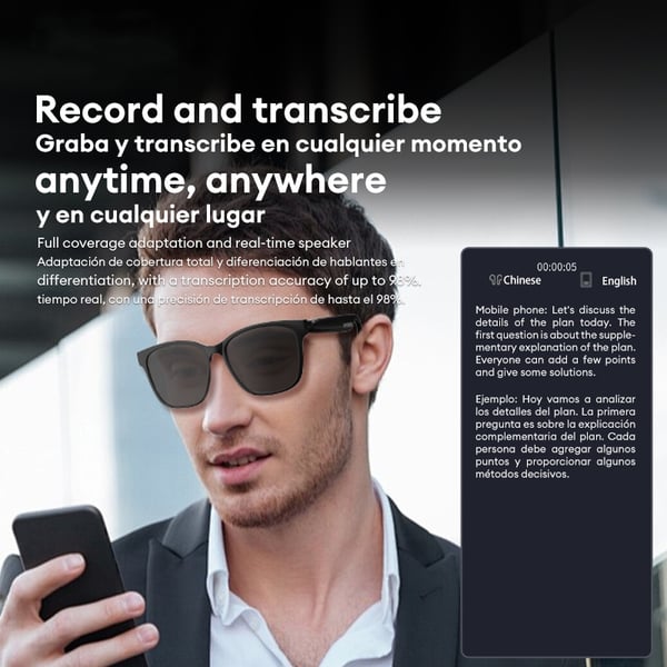 🔥Posledná akcia 49% ZĽAVA🔥 - Bezdrôtové Bluetooth prekladacie okuliare s AI