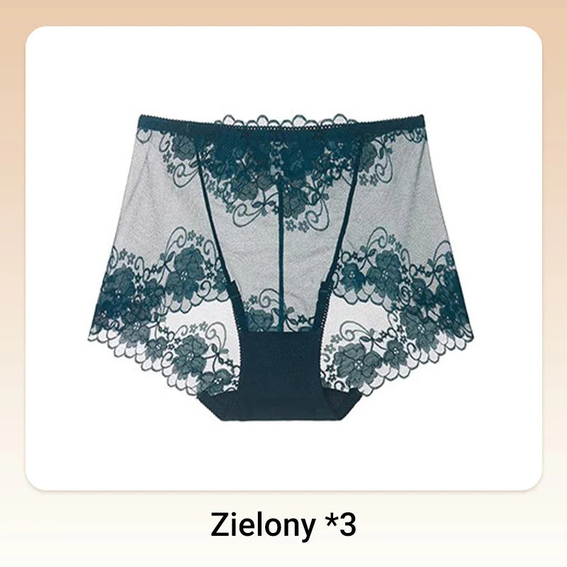 Damskie ręcznie robione bokserki z koronką o wysokim stanie