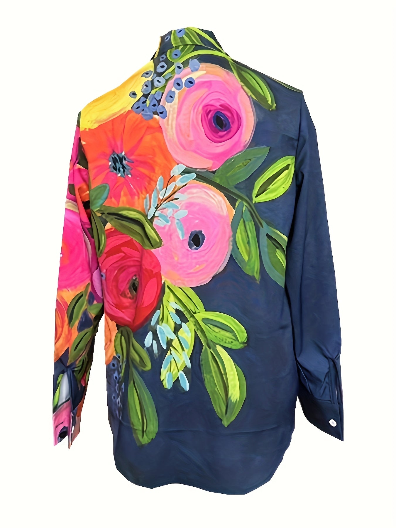 Women's Casual Floral Print Lapel Shirt
