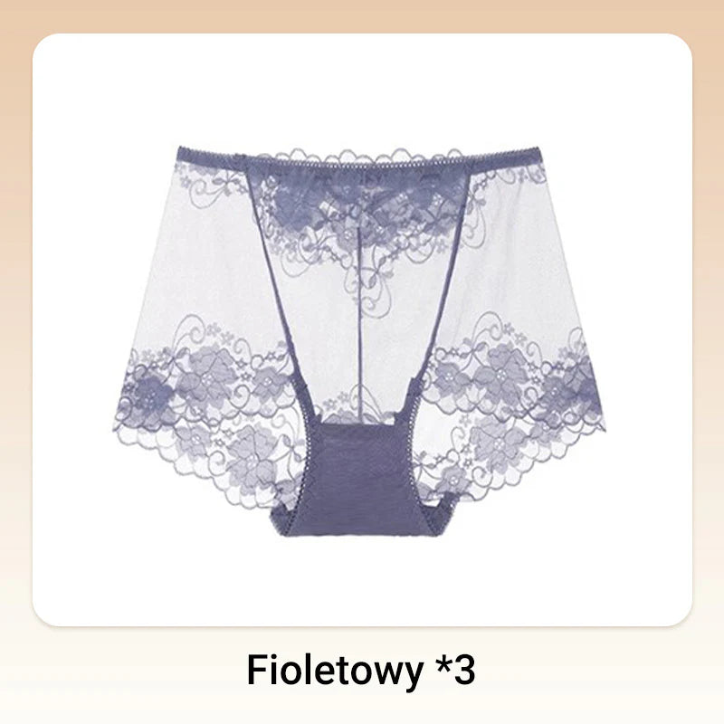 Damskie ręcznie robione bokserki z koronką o wysokim stanie