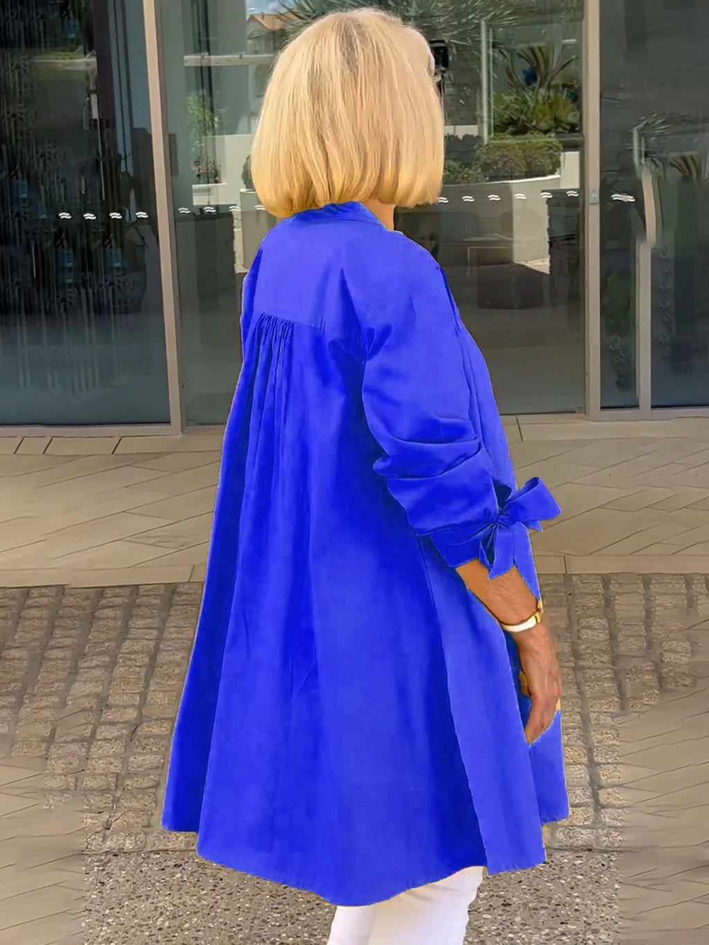 ✨Dlhé bavlnené košeľové bundy v jednofarebných farbách pre ženy