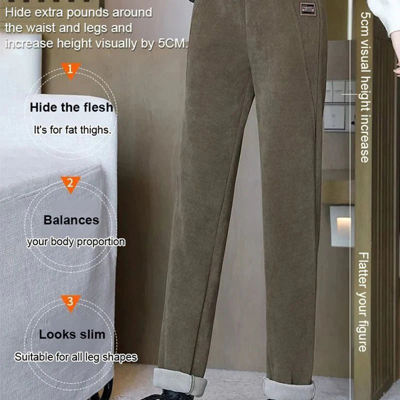 👖Teplé nohavice s vysokým pásom a vlnenou podšívkou