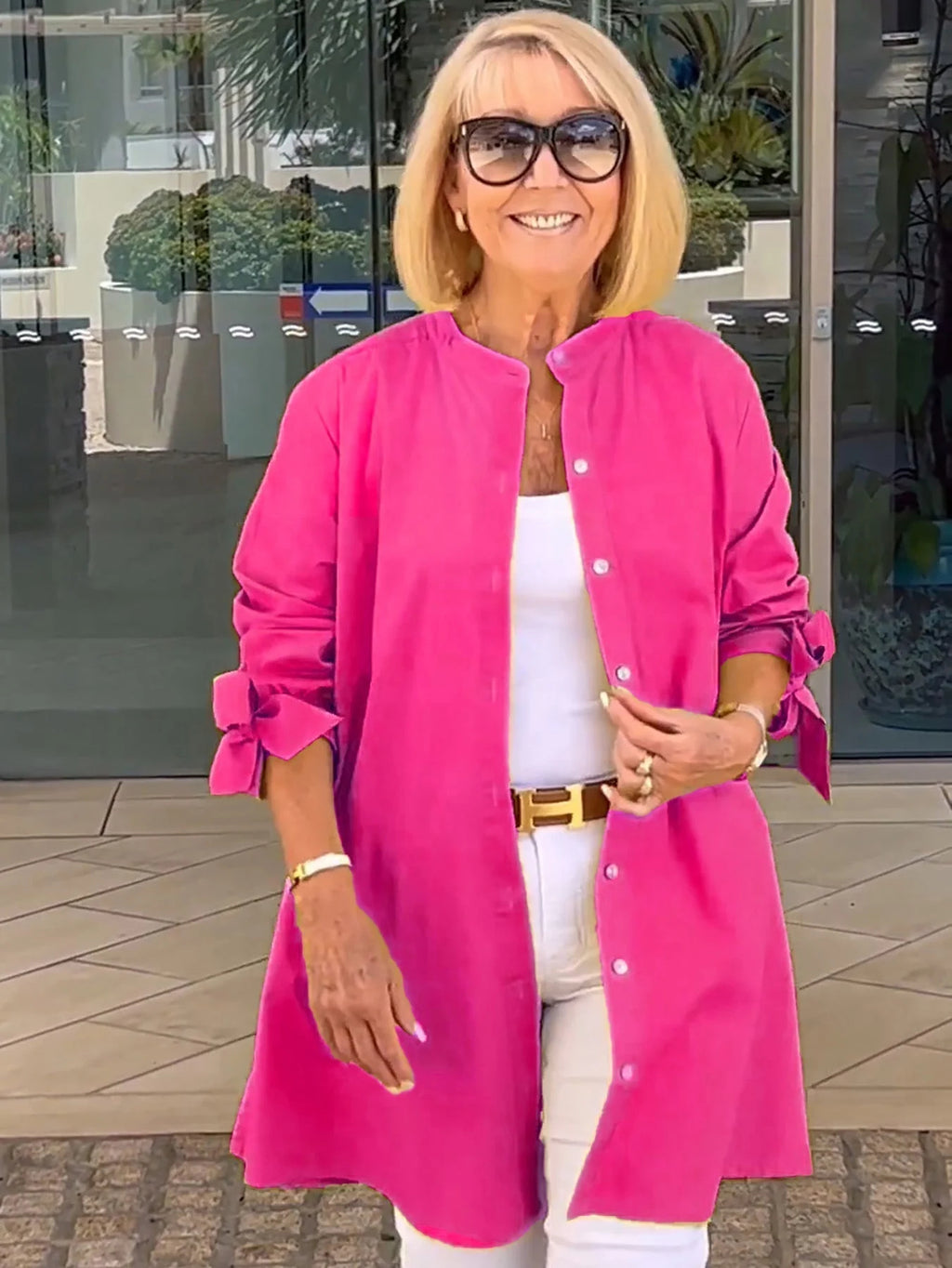 ✨Dlhé bavlnené košeľové bundy v jednofarebných farbách pre ženy