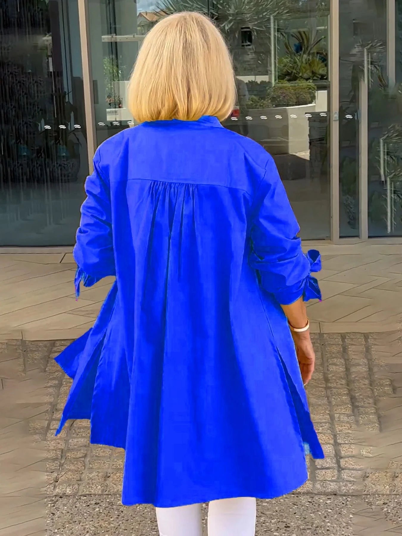 ✨Dlhé bavlnené košeľové bundy v jednofarebných farbách pre ženy